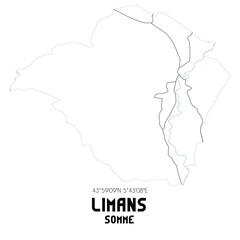 LIMANS Somme. Minimalistic street map with black and white lines.