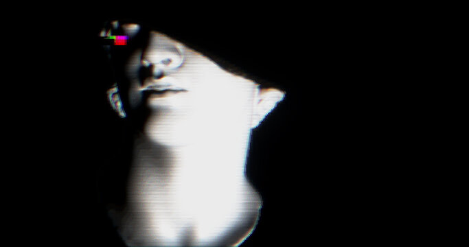 3D model of a roman statue head with glitch effect over. Glitch and noise over greek statue. Vaporwave colors and mood with techonology digital noise.
Classical statue head.