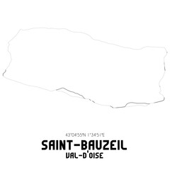 SAINT-BAUZEIL Val-d'Oise. Minimalistic street map with black and white lines.