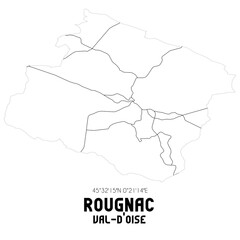 ROUGNAC Val-d'Oise. Minimalistic street map with black and white lines.