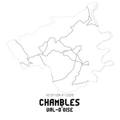 CHAMBLES Val-d'Oise. Minimalistic street map with black and white lines.