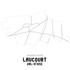 LAUCOURT Val-d'Oise. Minimalistic street map with black and white lines.