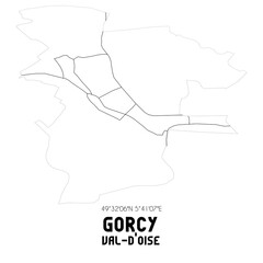 GORCY Val-d'Oise. Minimalistic street map with black and white lines.