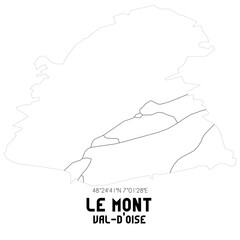 LE MONT Val-d'Oise. Minimalistic street map with black and white lines.