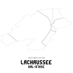 LACHAUSSEE Val-d'Oise. Minimalistic street map with black and white lines.