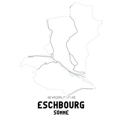 ESCHBOURG Somme. Minimalistic street map with black and white lines.