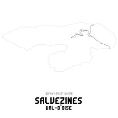 SALVEZINES Val-d'Oise. Minimalistic street map with black and white lines.