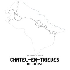 CHATEL-EN-TRIEVES Val-d'Oise. Minimalistic street map with black and white lines.