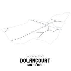 DOLANCOURT Val-d'Oise. Minimalistic street map with black and white lines.