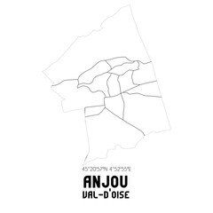 ANJOU Val-d'Oise. Minimalistic street map with black and white lines.