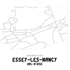 ESSEY-LES-NANCY Val-d'Oise. Minimalistic street map with black and white lines.