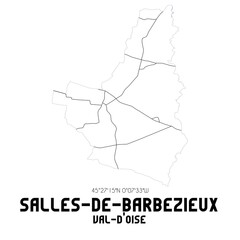 SALLES-DE-BARBEZIEUX Val-d'Oise. Minimalistic street map with black and white lines.