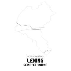 Fotobehang LENING Seine-et-Marne. Minimalistic street map with black and white lines. © Rezona