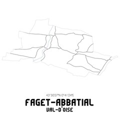 FAGET-ABBATIAL Val-d'Oise. Minimalistic street map with black and white lines.