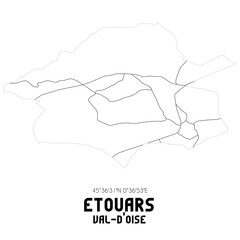 ETOUARS Val-d'Oise. Minimalistic street map with black and white lines.