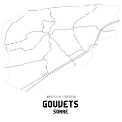 GOUVETS Somme. Minimalistic street map with black and white lines.