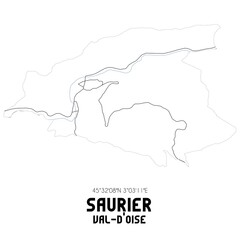 SAURIER Val-d'Oise. Minimalistic street map with black and white lines.