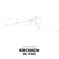 KIRCHHEIM Val-d'Oise. Minimalistic street map with black and white lines.