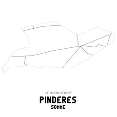 PINDERES Somme. Minimalistic street map with black and white lines.