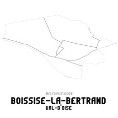 BOISSISE-LA-BERTRAND Val-d'Oise. Minimalistic street map with black and white lines.