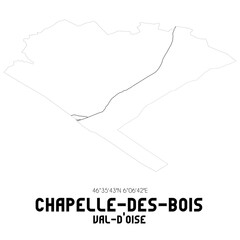 CHAPELLE-DES-BOIS Val-d'Oise. Minimalistic street map with black and white lines.