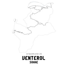 VENTEROL Somme. Minimalistic street map with black and white lines.