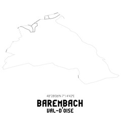 BAREMBACH Val-d'Oise. Minimalistic street map with black and white lines.