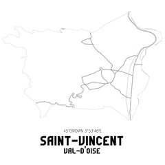SAINT-VINCENT Val-d'Oise. Minimalistic street map with black and white lines.