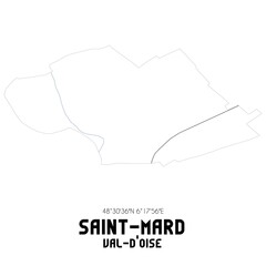 SAINT-MARD Val-d'Oise. Minimalistic street map with black and white lines.
