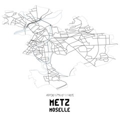 Fototapeta premium METZ Moselle. Minimalistic street map with black and white lines.