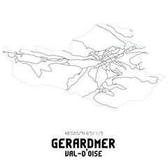 GERARDMER Val-d'Oise. Minimalistic street map with black and white lines.