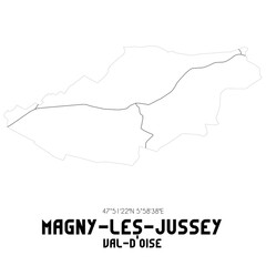 MAGNY-LES-JUSSEY Val-d'Oise. Minimalistic street map with black and white lines.