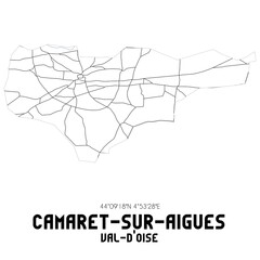 CAMARET-SUR-AIGUES Val-d'Oise. Minimalistic street map with black and white lines.