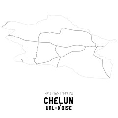 CHELUN Val-d'Oise. Minimalistic street map with black and white lines.