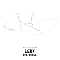 LERY Val-d'Oise. Minimalistic street map with black and white lines.