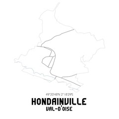 HONDAINVILLE Val-d'Oise. Minimalistic street map with black and white lines.