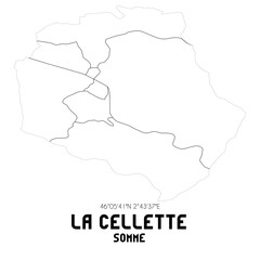 LA CELLETTE Somme. Minimalistic street map with black and white lines.