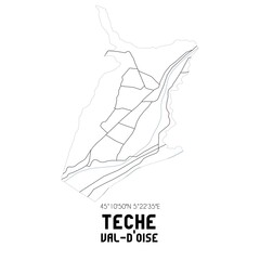 TECHE Val-d'Oise. Minimalistic street map with black and white lines.