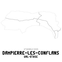 DAMPIERRE-LES-CONFLANS Val-d'Oise. Minimalistic street map with black and white lines.