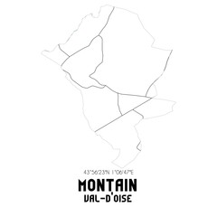 MONTAIN Val-d'Oise. Minimalistic street map with black and white lines.