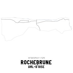 ROCHEBRUNE Val-d'Oise. Minimalistic street map with black and white lines.