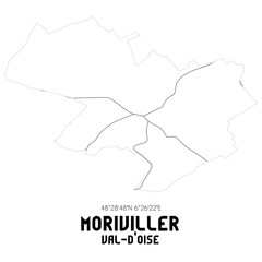 MORIVILLER Val-d'Oise. Minimalistic street map with black and white lines.