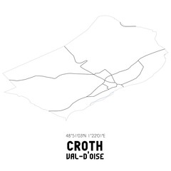 CROTH Val-d'Oise. Minimalistic street map with black and white lines.
