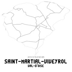 SAINT-MARTIAL-VIVEYROL Val-d'Oise. Minimalistic street map with black and white lines.