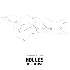 MOLLES Val-d'Oise. Minimalistic street map with black and white lines.