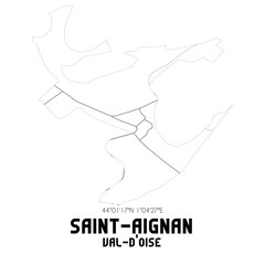 SAINT-AIGNAN Val-d'Oise. Minimalistic street map with black and white lines.