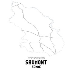 SAUMONT Somme. Minimalistic street map with black and white lines.