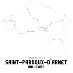 SAINT-PARDOUX-D'ARNET Val-d'Oise. Minimalistic street map with black and white lines.