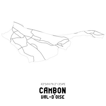 CAMBON Val-d'Oise. Minimalistic street map with black and white lines.