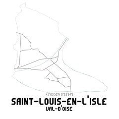 SAINT-LOUIS-EN-L'ISLE Val-d'Oise. Minimalistic street map with black and white lines.